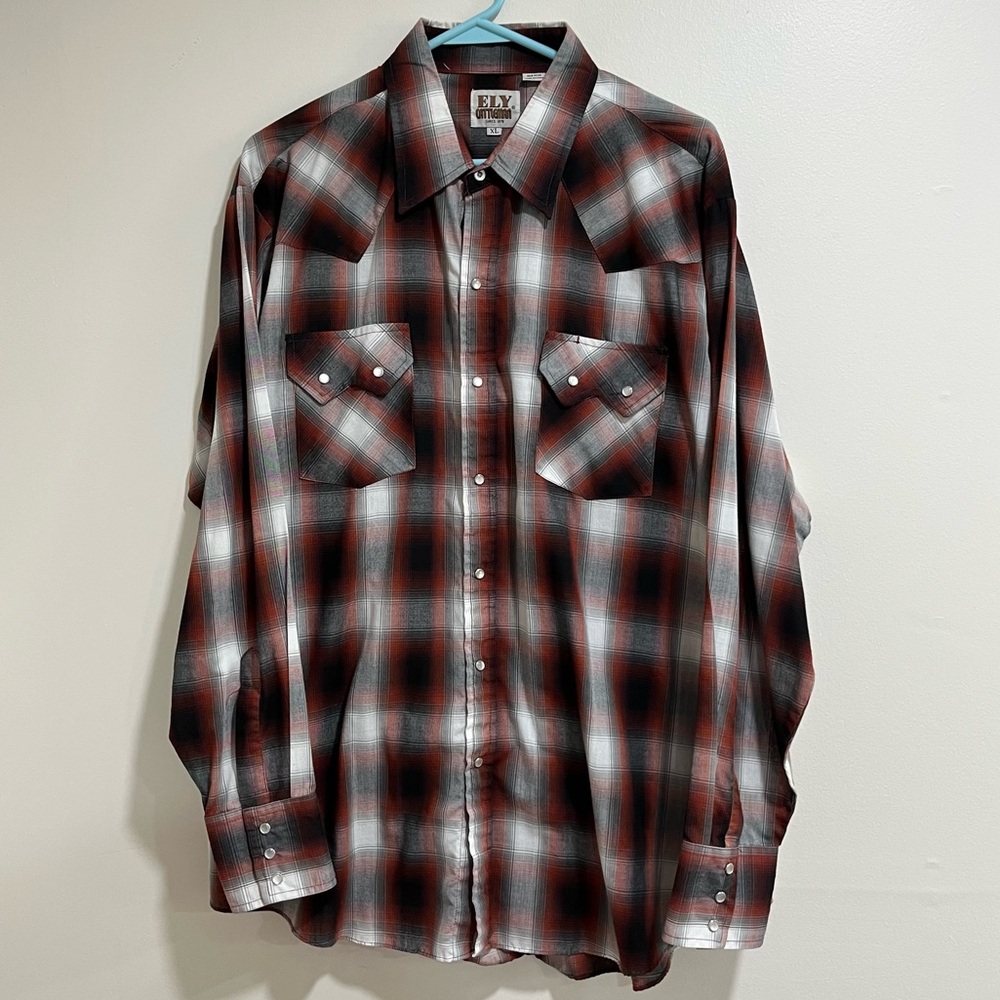 Ely Cattlemen Plaid Button-Up Shirt Pearl Snaps